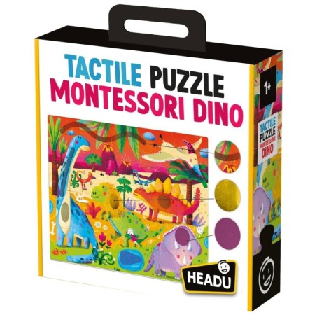Montessori Puzzle Tactil Dinozauri pentru copiii peste 1 an